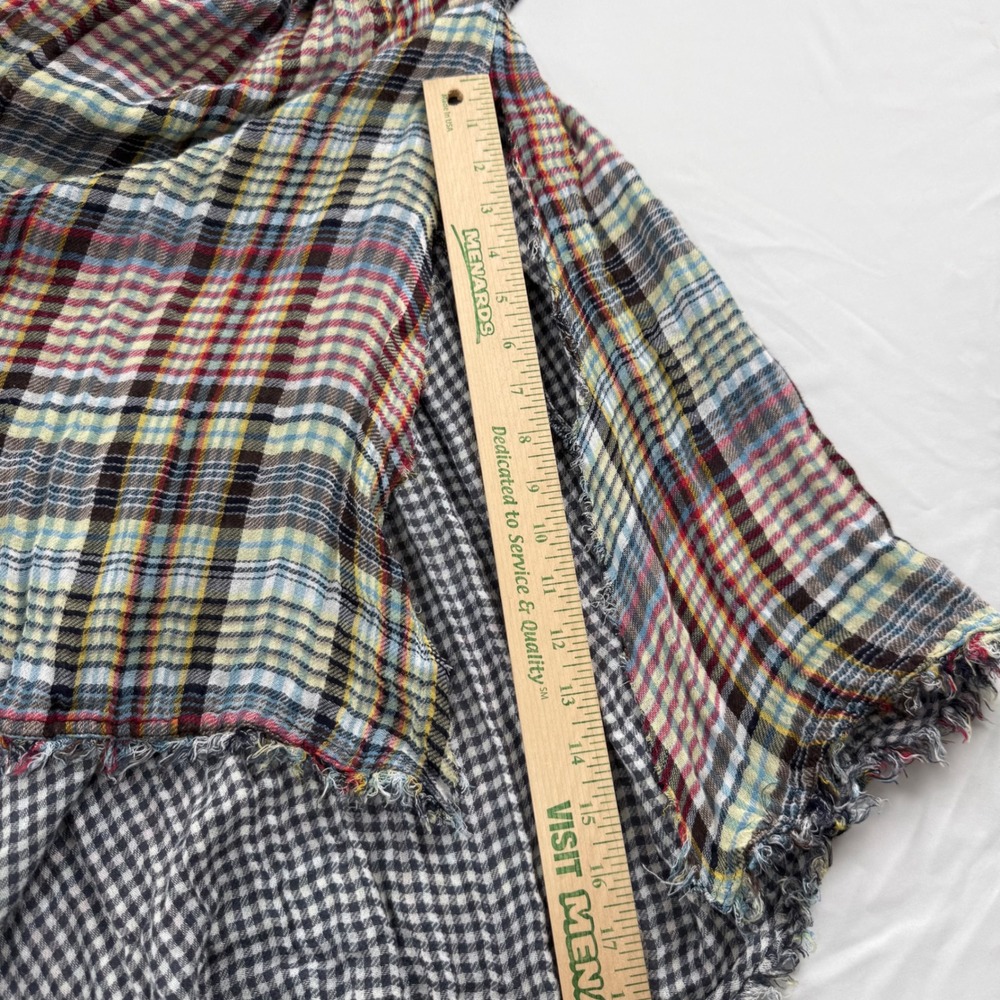 Free People Plaid Oversized‎ Tunic Top Button Front Frayed Hem Size M Festival - Picture 7 of 8